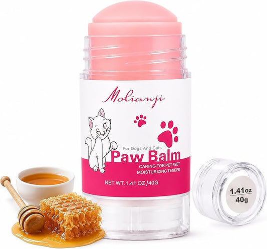 Cats Paw Balm Lick Safe,paw Butter for Cat-Friendly Natural Ingredients1.41oz, Pet Paw Wax moisturizer for Cat,for Healing Cracked Dry Paws,Snouts,Joint Care,Nose Butter for Cats,Pink