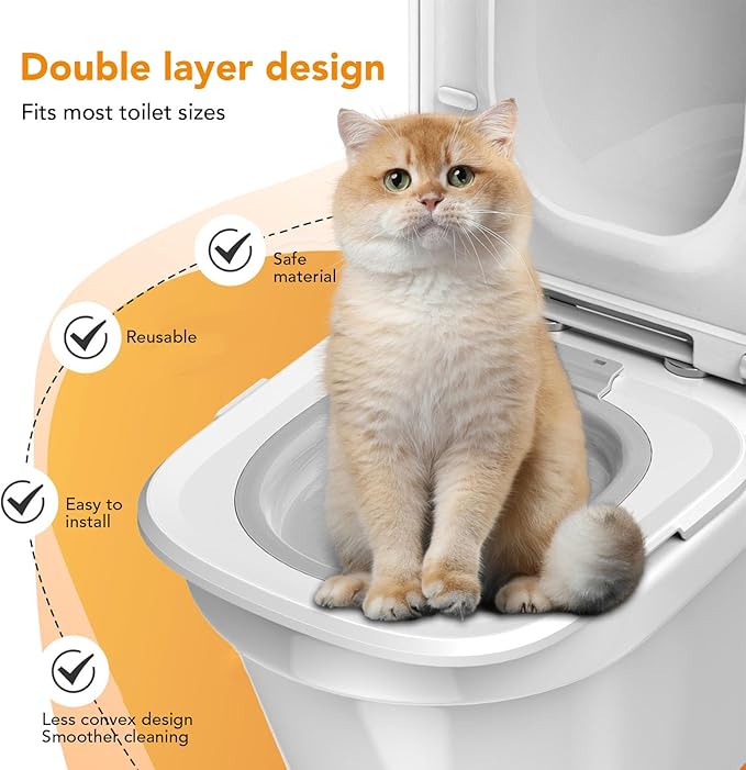 Cat Toilet Training Kit, Reusable Puppy Litter Mat Kitty Urinal Seat, Suitable, Dependable ABS Material, Quick Adaptation Trainer with Easy Cleaning and Disassembly