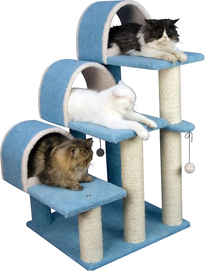 Armarkat 38" High Ivory Cat Step Stairs ramp, Real Wood Cat Sratcher For Pets Cats B3803