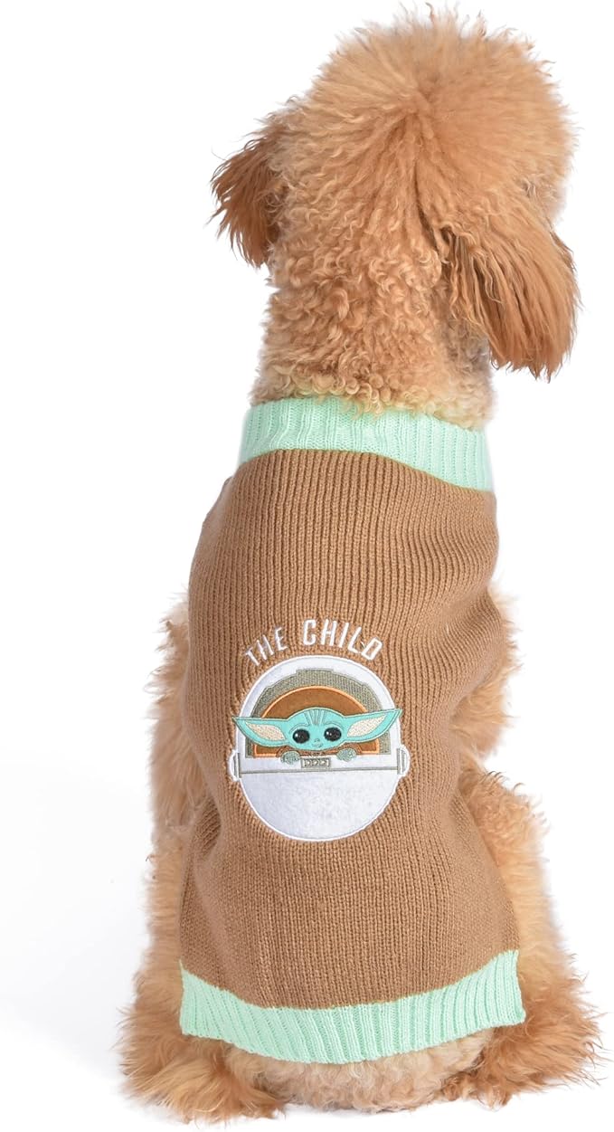 Star Wars Mandalorian The Child Dog Sweater - The Mandalorian & Grogu Pet Outerwear for Dogs - Officially Licensed Dog Apparel & Accessories, Size Medium