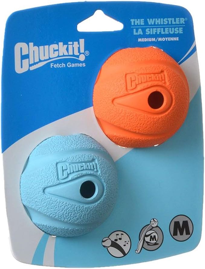 Petmate 20220 2.5" Medium Blue/Orange Chuckit!® Whistler Ball 2 Pack