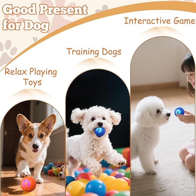 2 PCS Interactive Dog Ball, [2026 Newly Upgraded] Automatic Moving & Bouncing Dog Toy to Keep Them Busy,Pet Vibrating Ball for Dogs/Cats, Durable Pet Balls for Small&Medium Dogs(Blue & Orange)