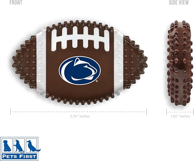 NCAA Penn State Nittany Lions Mega-Chew Hard Nylon Bacon-Flavored Dog Bone Football Chew Toy. Interactive Tasty & Fun Dog Chew Toy. Indestructible Strong Durable Tough Dog Toys for Aggressive Chewers