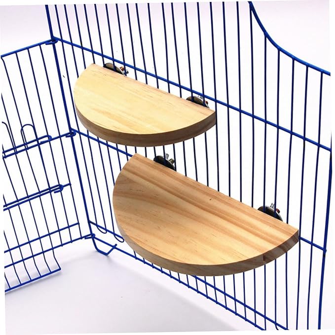 2 Pcs Parrot Wood Semicircle Stands for Small Animals Hamster Platform Jumping Board Sturdy PET Bird Cage Accessories