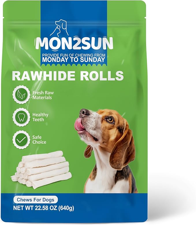 MON2SUN Dog Rawhide Rolls Twist Sticks Chew Treats Natural Flavor 6.5 Inch 40 Count for Puppy and Small Dogs (Pack of 2)