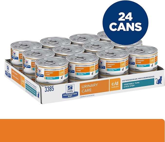 Hill's Prescription Diet c/d Multicare Urinary Care Wet Cat Food, Tuna & Vegetable Stew, 2.9 oz. Cans, 24-Pack