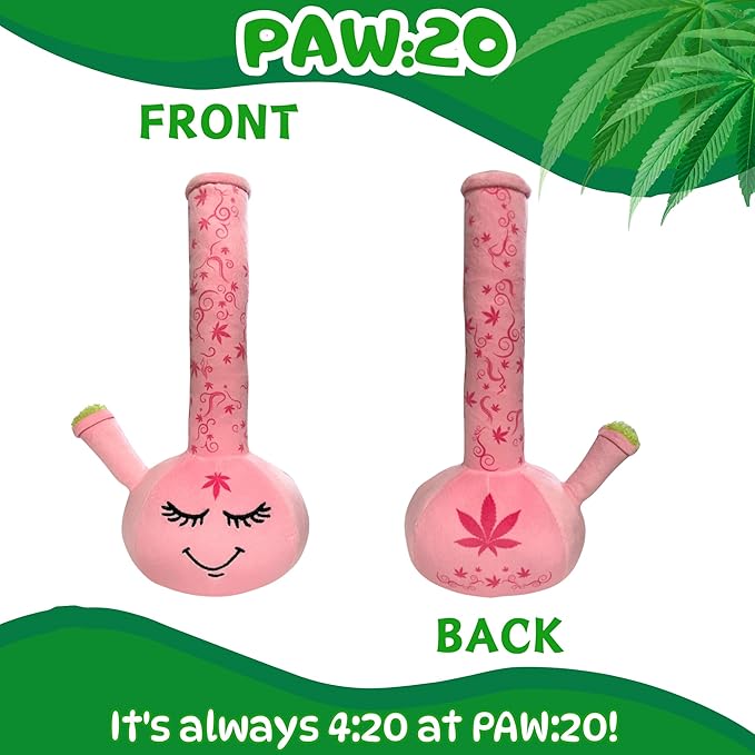 My Name is Harmony Bong, Funny Squeaky Weed Dog Toy, Cute Stuffed Parody Pot Bong, Cool Plush 420 Novelty Gift for Pets, Sized for Puppies & Small, Medium & Large Breeds, Fetch & a Photo Prop