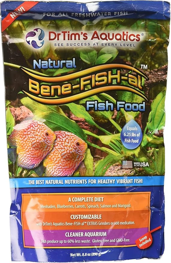 Dr. Tim’s Aquatics Bene-FISH-al Freshwater Fish Food – Healthy Diet, Grain-Free, Gluten-Free – Contains Probiotics – Promotes Healthy Corals, Aquaria – Protein-Rich, All-Natural – Economy Pack