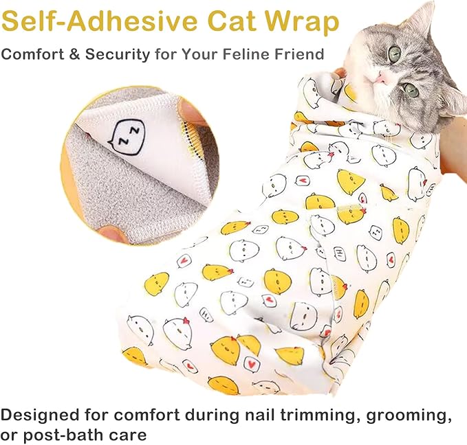 27.6'' Cat Grooming Wrap for Cutting Nails - Escape Proof Cats Restraint Wrap for Nail Clipping,Kitten Swaddle Wrap,Anti-Scratch & Anti-Bite,Easy Clipping & Care Pet Tool(L (up to 18 lbs)