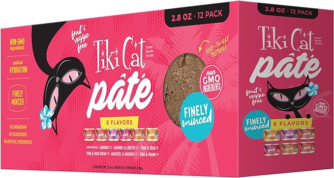 Tiki Cat Grill Pâté Wet Cat Food, Variety Pack, 2.8 oz. Cans (12 Count)