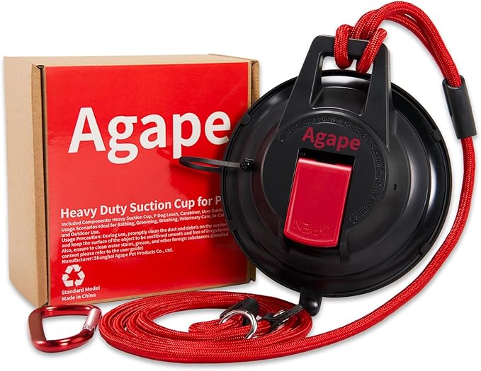 Agape Heavy Duty Dog Bathing Suction Cup with Adjustable Collar Restraint Leash, Powerful Reusable Pet Grooming Tub Loop, Portable Dog Bath Holder, Anchor for Dog & Cat Shower, Trimming, Blowing