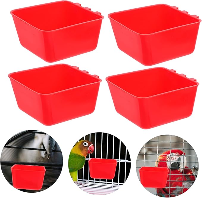 Milisten 4pcs Rabbit and Bird Cage Feeder Cups Sturdy Hanging Food and Water Bowls 12.5 * 9.5 * 6CM Convenient Drinker for Chickens Rabbits and Small Animals