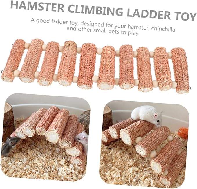 Natural Corncobs Climbing Ladder Toy for Hamsters and Pets Multi-Functional Chew and Exercise Accessory for Bird Cages Provides and Balance Improvement