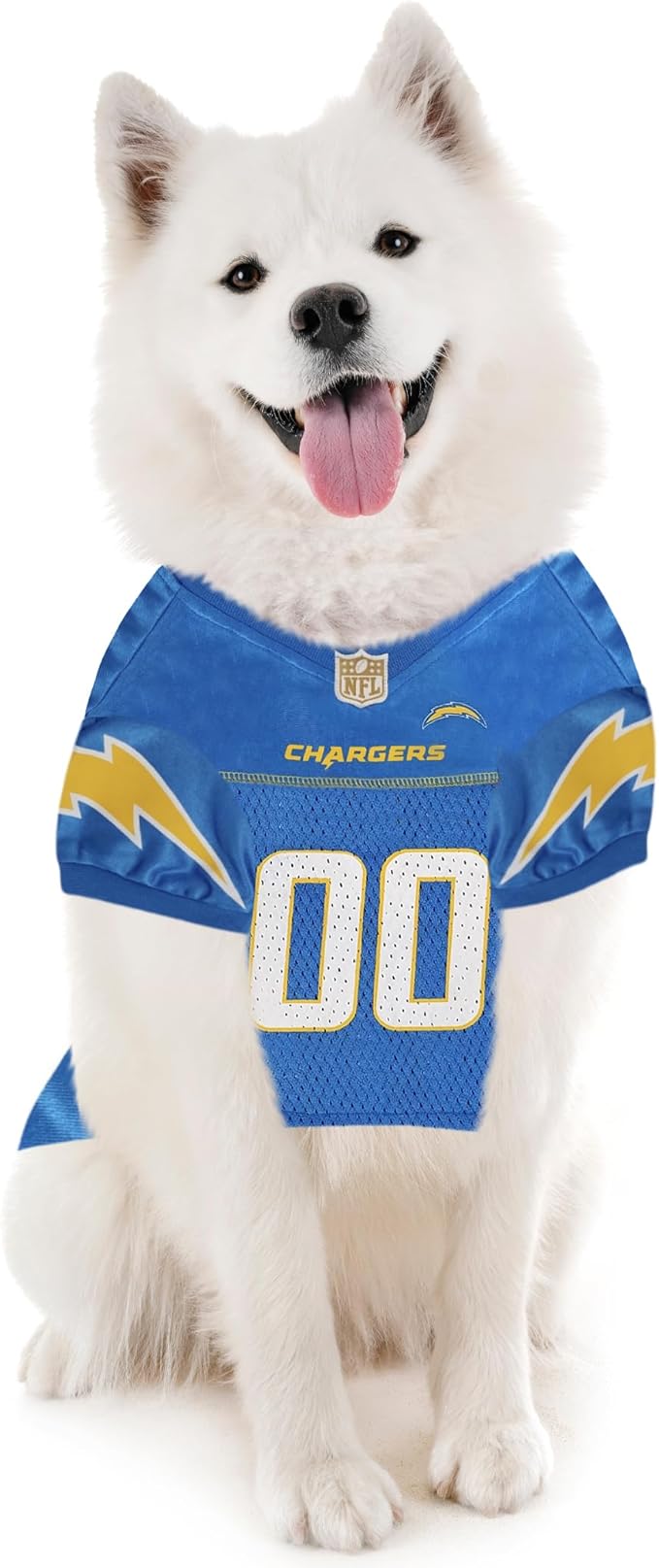 Pets First NFL Los Angeles Chargers Dog Jersey, Size XX-Large, Football Shirt Costume for Pet, Dog Sports T-Shirt, NFL Team Clothing for Cats, Licensed Pet Apparel Available in 7 Sizes and 32 Teams