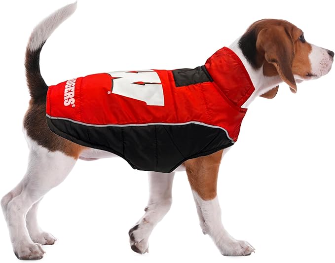 Pets First Collegiate Wisconsin Badgers Puffer Vest for Dogs & Cats. Size Medium. Warm, Cozy, and Waterproof Dog Coat, for Small and Large Dogs/Cats.