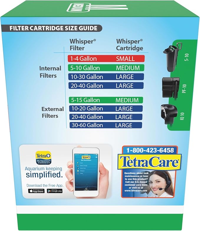 Tetra Whisper Bio-Bag Medium Filter Cartridges for Aquariums, 6 Count, Unassembled, Fits Tetra Whisper Fish Tank Filters 5-10 Gal, PF-10, IQ 10