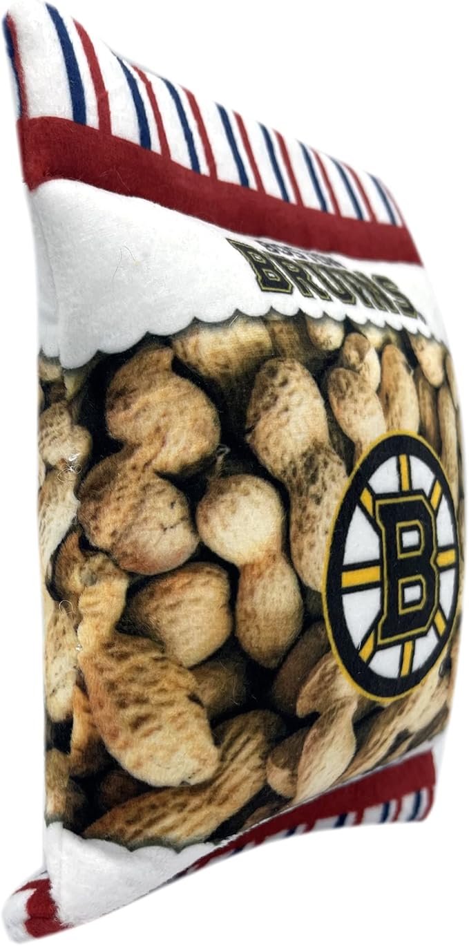 Pets First NHL Boston Bruins Crinkle Fine Plush Dog & Cat Squeak Toy - Cutest Stadium Peanuts Snack Plush Toy for Dogs & Cats with Inner Squeaker and Beautiful Hockey Team Name/Logo