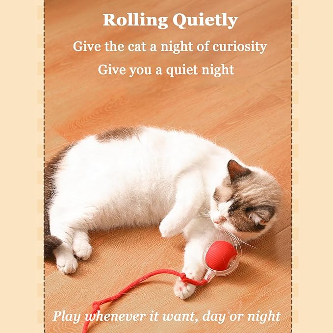 Smart Motion Pet Ball V2, Smart Interactive Rolling Pet Ball, Automatic Obstacle Avoidance ＆ Quiet Cat Toy with a Long Tail, The Ultimate Boredom-Buster for Both Cats and Dogs (2*Gray)