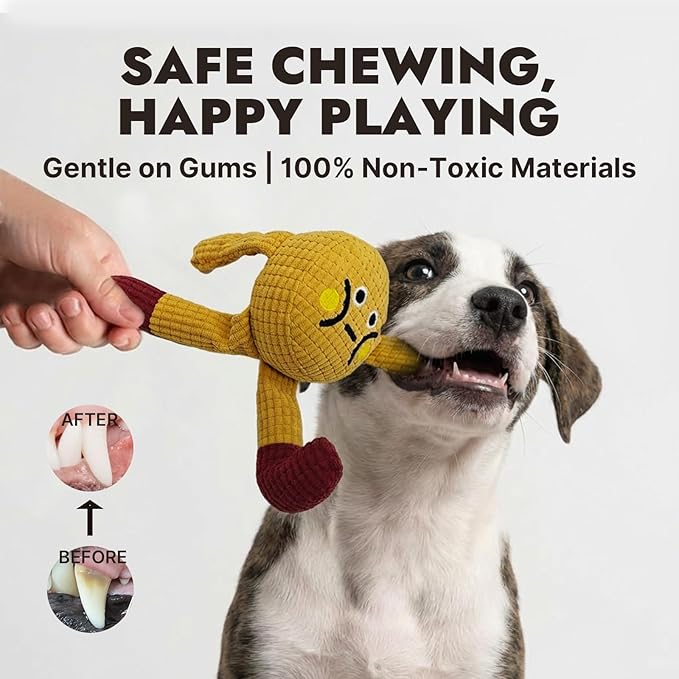 Squeaky Dog Chew Toy Teething Interactive Plush Stuffed Toys with Squeaker Crinkle Paper for Small Medium Breed Tough Durable Funny Pet Supplies Ideal Puppy Cats Gifts - Waffle Doll, Medium
