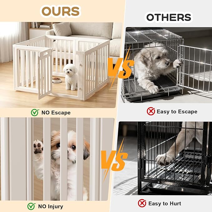 Dog Playpen, Clear Dog Pen, Dog Pen Indoor, Easy to Install and Remove Dog Play Pen, Puppy Playpen Suitable for Dogs, Cats,Dog Playpen Indoor (White, 23.6 inch Height, 8 Panels)