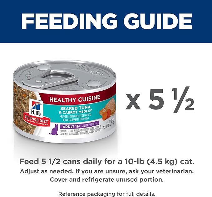 Hill's Science Diet Senior 11+ Healthy Cuisine Wet Cat Food, Tuna & Carrot, 2.8 oz. Cans, 24-Pack