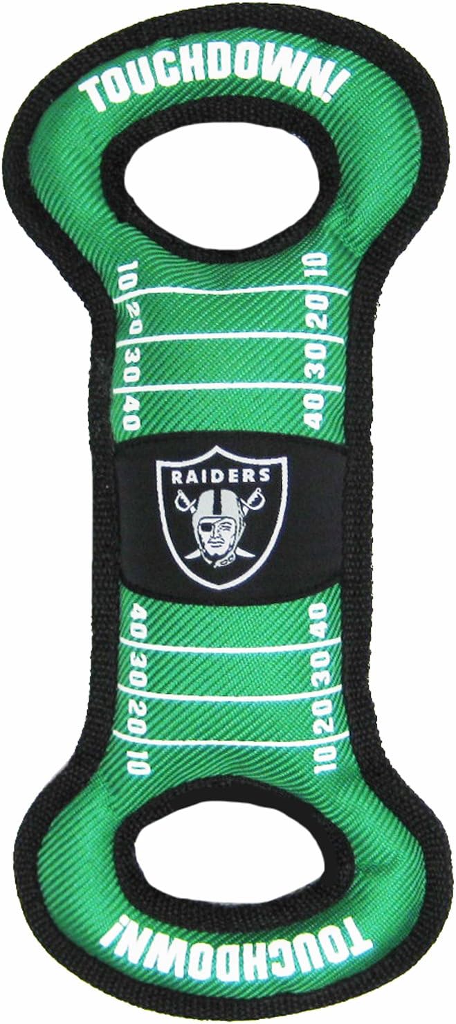 NFL Football Field DOG TOY with Squeaker. - LOS VEGAS RAIDERS - For Tug, Toss, and Fetch. - Tough & Durable PET TOY