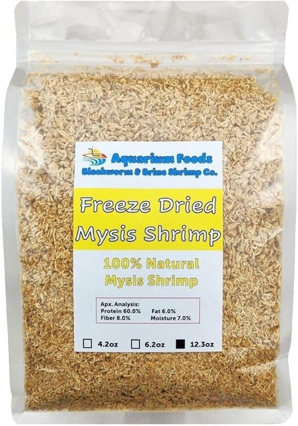 Mysis Shrimp, Floating Freeze Dried Mysis Shrimp for Marines, Corals, Anemones, All Tropical Fish, Cichlids, Discus, Tetras, Goldfish, Catfish, Koi & Pond Fish…12.3oz Clear Bag