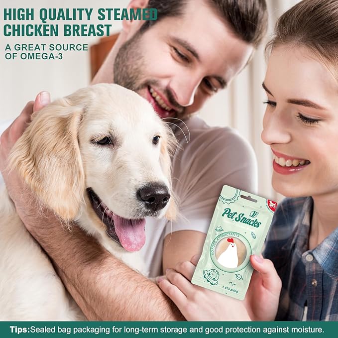 Steamed Chicken Breast Pet Snacks - Natural and Healthy, High Protein, Rich in Fish Oil, No Additives, Suitable for Cats and Dogs, 4PCS/1Pack, 160g/5.65oz