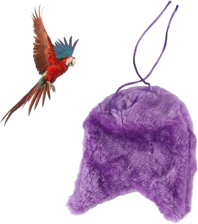 Bird Corner Fleece Warmer, Soft Velveteen Bed for Parrot Parakeet Cockatiel, Lightweight Washable Bird Cage Blanket, Winter Warm Hideaway (Purple)