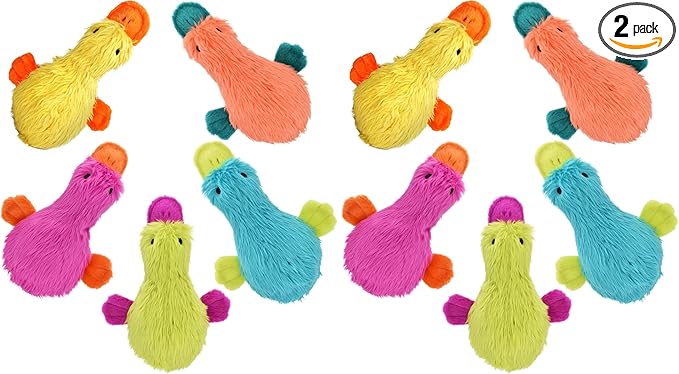 Multipet Duckworth Plush Filled Dog Toy, Assorted Colors, (Pack of 2)