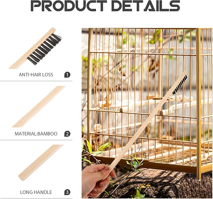 NOLITOY Handle Bird Cage Cleaning Brush Lightweight Brush for Bird Poop Removal and Maintenance Pet Cleaning Accessory