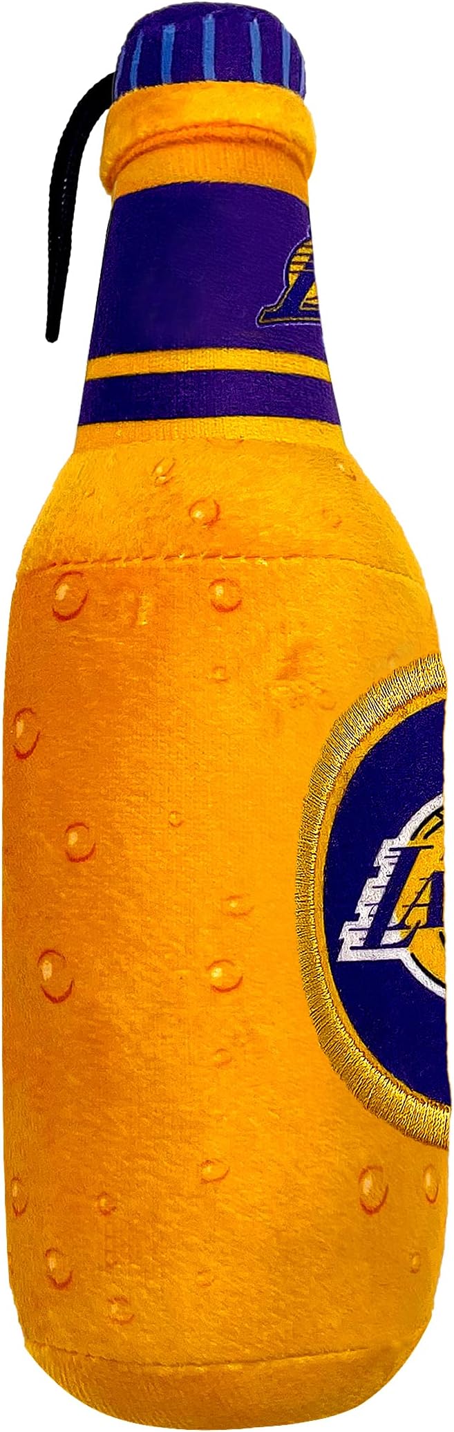 NBA Los Angeles Lakers Beer Bottle Plush Dog & CAT Squeak Toy - Cutest Stadium SODA Bottle Snack Plush Toy for Dogs & Cats with Inner Squeaker & Beautiful Basketball Team Name/Logo