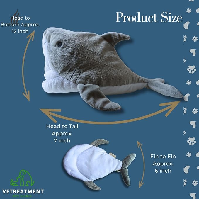 7" Squeaky Plush Toy For Puppies Small Dogs Self Etertainment Washable Soft High Quality Made [PET ONLY] (Grey Shark)
