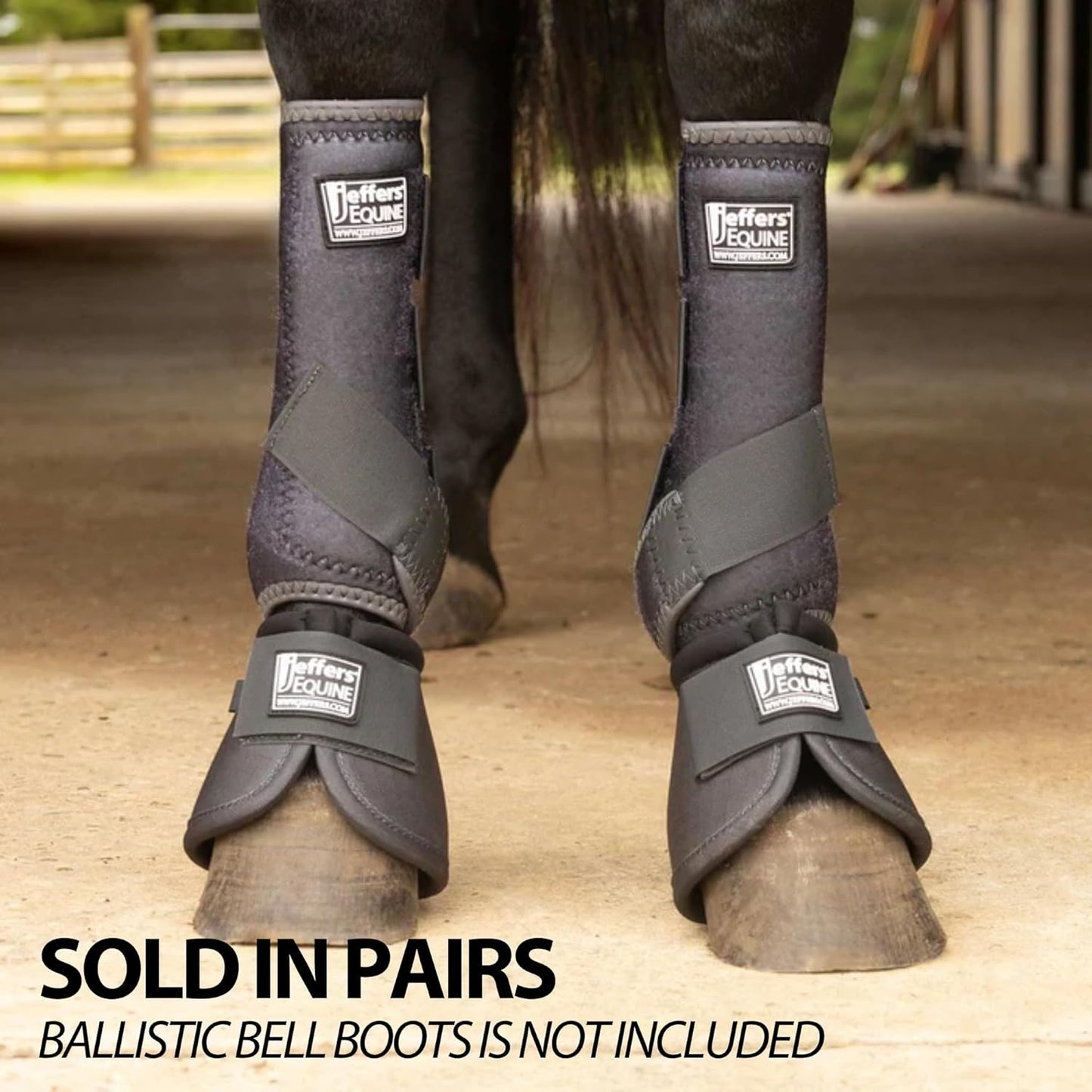 Jeffers Equine Protective Horse Boots 1 Pair Grey - Safe Neoprene Leg Guards & Comfortable Fit, Durable Strap Closures, Front & Hind Support, Equestrian Accessories for Travel & Riding - Medium