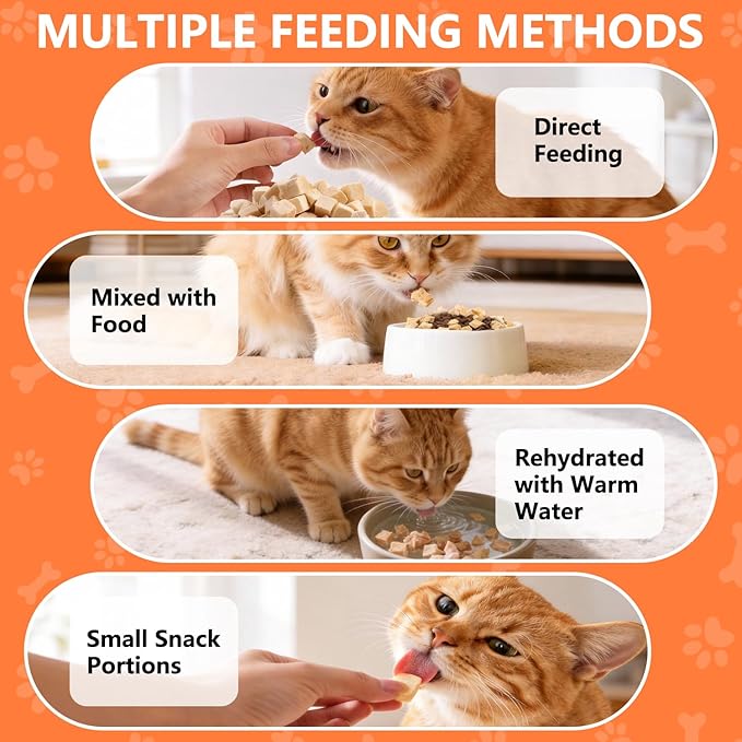 Freeze Dried Chicken Treats for Cats & Dogs, Single-Ingredient Raw Chicken Breast Chunks, High Protein, Grain-Free, No Additives, Healthy Pet Training Treats, 6.35 oz