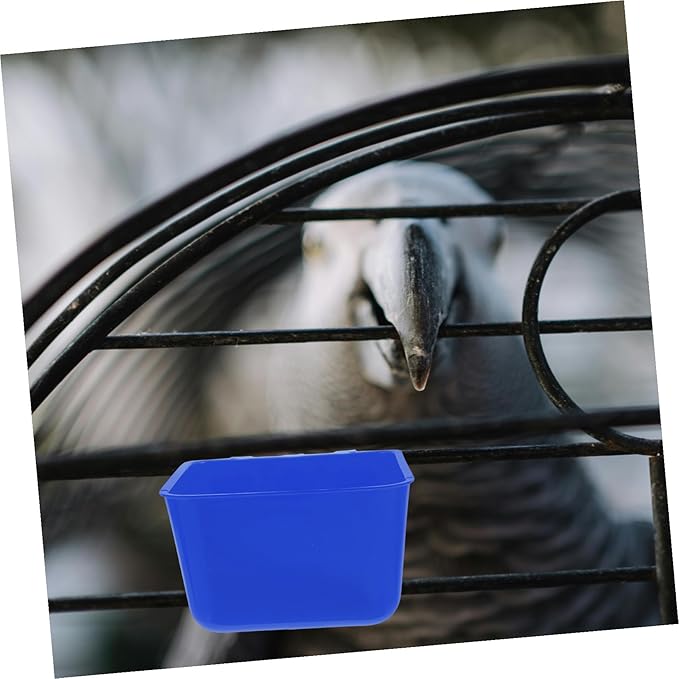 Alasum 4pcs Hanging Bird Cage Feeding Cups Sturdy PET Water Bowl for Rabbits Parrots and Poultry 12.5x9.5x6CM Blue Food and Water Dishes
