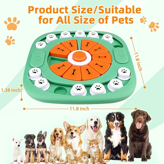 Dog Toys for Boredom and Stimulating, Mentally Stimulating Toys, Puzzle Large Dogs, Puzzles Smart Treat Dispensing Enrichment Dogs Green, Level 3-Green