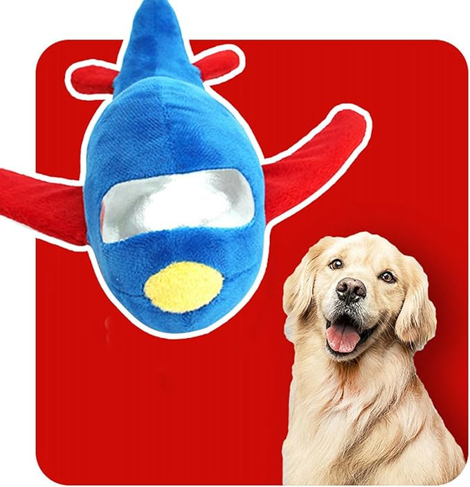 Chew Toys, Plane Plush Dog Squeaky Chew Toys for Cleaning Teeth, Bite Resistance Pet Chew Toys for Dogs Puppies Cats