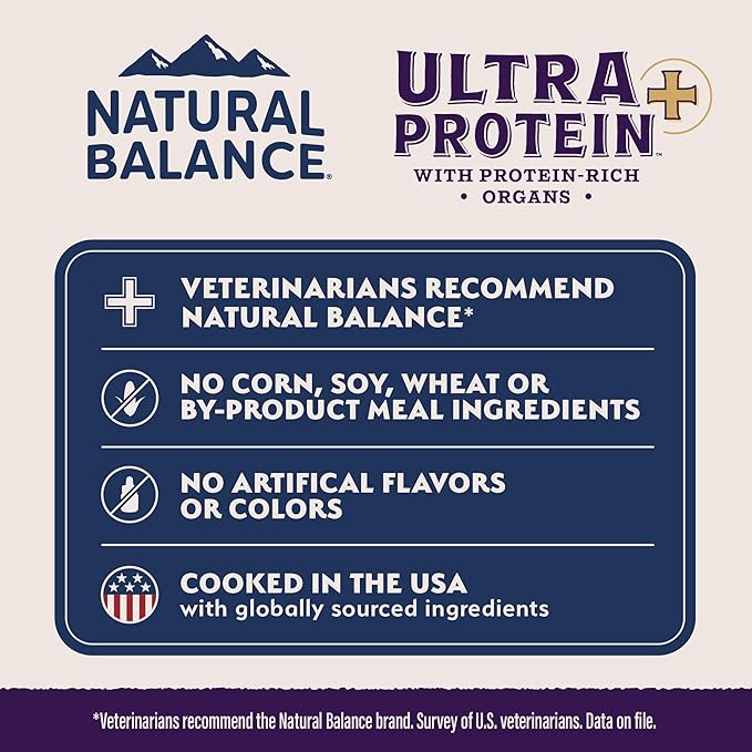 Natural Balance Ultra Protein Plus Dry Cat Food, Immune & Digestive Health Real Chicken & Chicken Meal Recipe with Nutrient-Rich Organs, High Protein Cat Food for Picky Cats - 5 lbs.