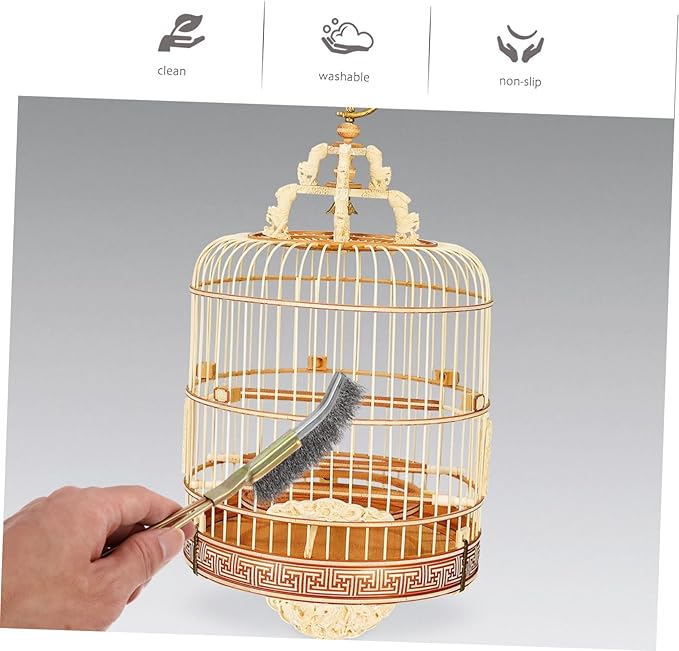 Housoutil 6pcs Cage Cleaning Brushes Handle Wire Brush Cleaner for Parrots Pet Supplies Hanging for Easy Storage and Convenient Use
