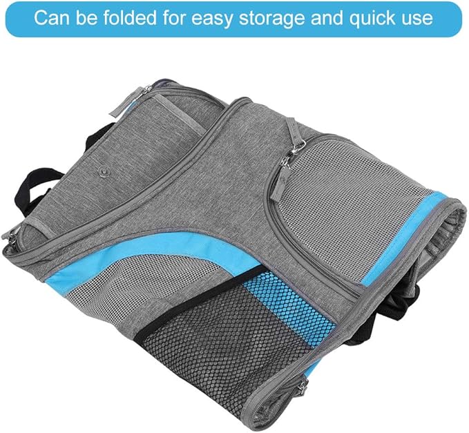 Folding Pet Carrier Backpack, Breathable Cat Carrying Bag with Mesh Ventilation and Snack Pockets for Outdoor Travel, Shoulder or Hand Carry Use