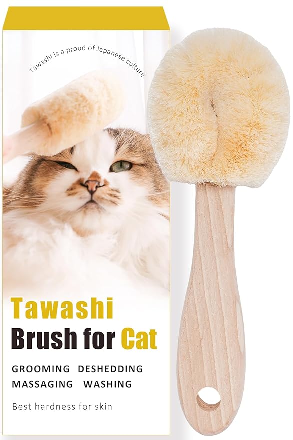 Wablade Cat Brush, Gentle Grooming Brush for Sensitive Cats & Kittens – Soft Grooming & Massage, Gently Removes Loose Surface Fur (Not a Deshedding Tool), Sisal, Made in Japan (Type-B)