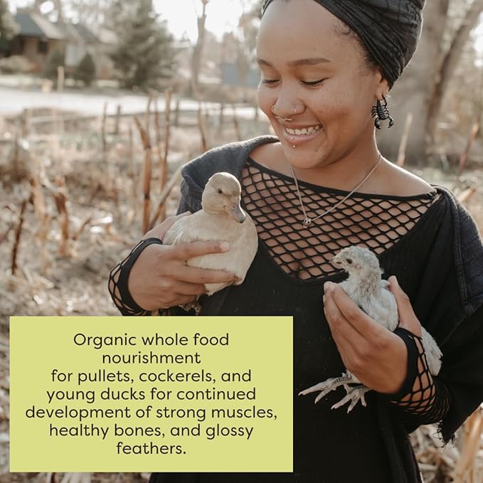 Scratch and Peck Feeds Whole Grain Grower Crumbles Chicken and Duck Feed - 25 lbs Bag - Corn-Free and Soy-Free - 17% Protein, Certified Organic and Non-GMO Project Verified