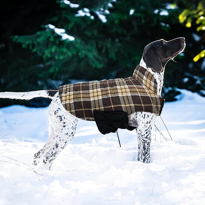 Kuoser Warm Dog Coat, Waterproof Dog Jacket for Extra Large Dogs, Adjustable Durable XL Doggie Winter Coat Reversible Cozy Puppy Cold Weather Apparel from Small to Large Breed, New Brown XL