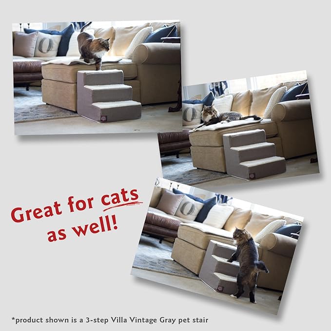 Majestic Pet 3 Step Portable Dog Stairs for Small Dogs to get on Bed Supports 25 lbs or Less – Dog Steps for High Bed with Machine Washable Cover – Pet Stairs for Cats Towers Teal