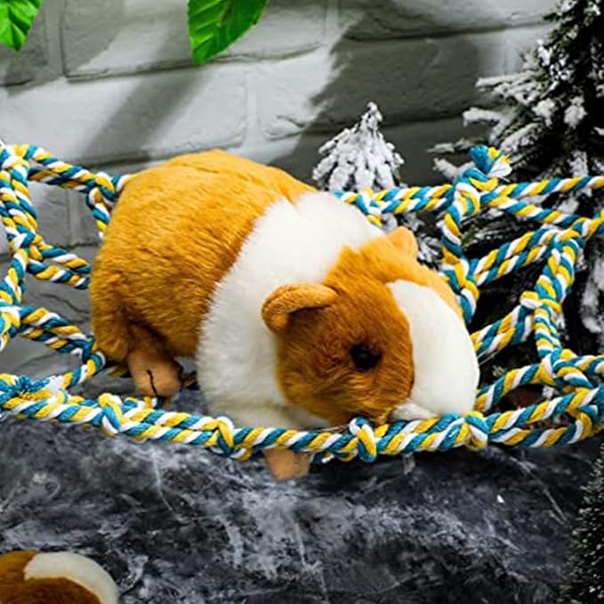 UKCOCO Colorful Woven Climbing Hammock Net for Small Pets, Hanging Squirrel and Hamster Play Net in Red and Yellow, Reptile and Bird Cage Accessory for Climbing and Resting