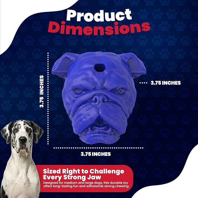 B-Dawg – Indestructible Dog Toy for Aggressive Chewers – Bulldog Shape for Interactive & Engaging Play – Cleans Teeth & Massage Gum – Pet-Safe & Made in USA (3.75 x 3.75 x 3.75 Inches)
