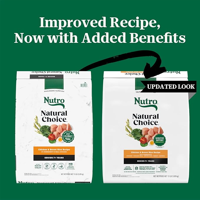 Nutro Natural Choice Senior Dog Food Dry Recipe, Chicken and Brown Rice Recipe, Dry Dog Food, 13 lb. Bag