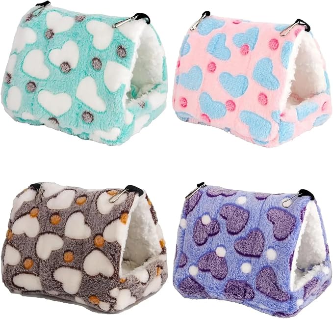 Guinea Pig Bed Heart Plush Pet Hamster Nest for Birds House Warm Comfortable Winter Parrot Hammock Cave Cage Hut Tent Pet Bird Cage Accessories(Heart Purple,M 16x13x16cm)