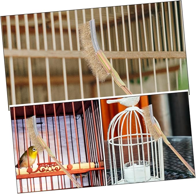 ORFOFE 1set Bird Cage Cleaning Brush Set with Bristles for Pet Cages and Design Versatile Tool for Bird Droppings and Small Animal Waste Includes Brush Handle and Curved
